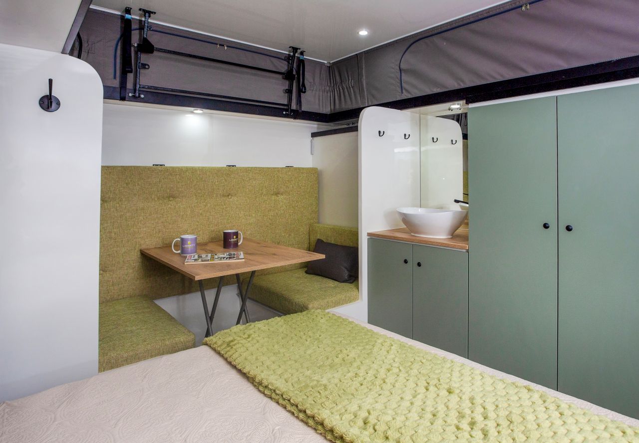 sitting area in LC4 off-road caravan